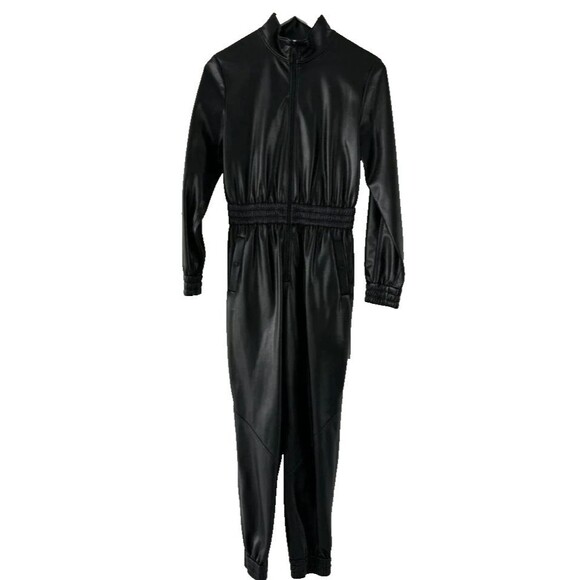 Alice And Olivia Levi Vegan Faux Black Leather Jumpsuit Size 4 NWOT $440 - Picture 6 of 12